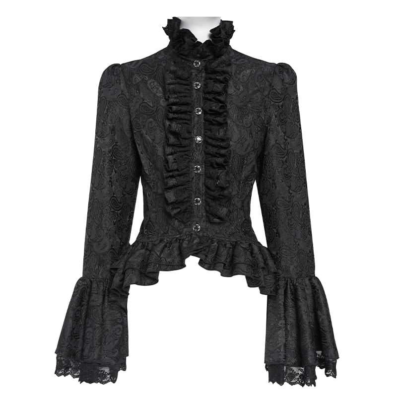 DEVIL FASHION Women's Vintage Victorian Short Lace Top