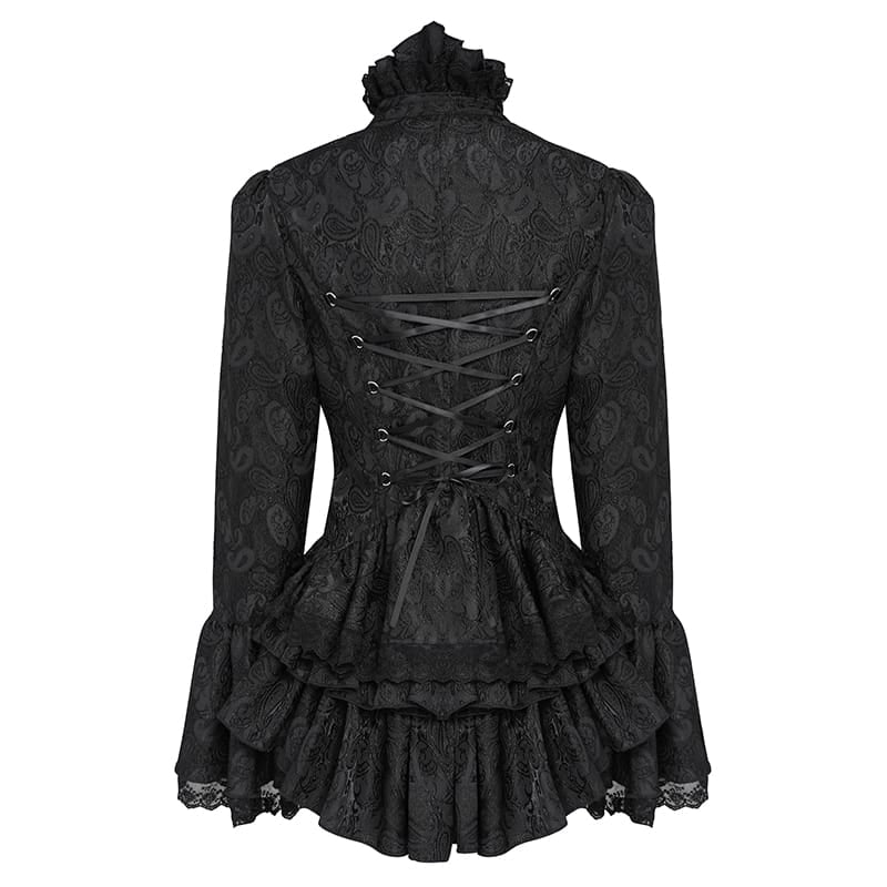 DEVIL FASHION Women's Vintage Victorian Short Lace Top
