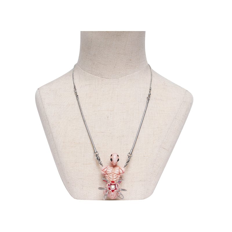 DEVIL FASHION Women's Weirdcore Alien Mechanical Elements Necklace Pink