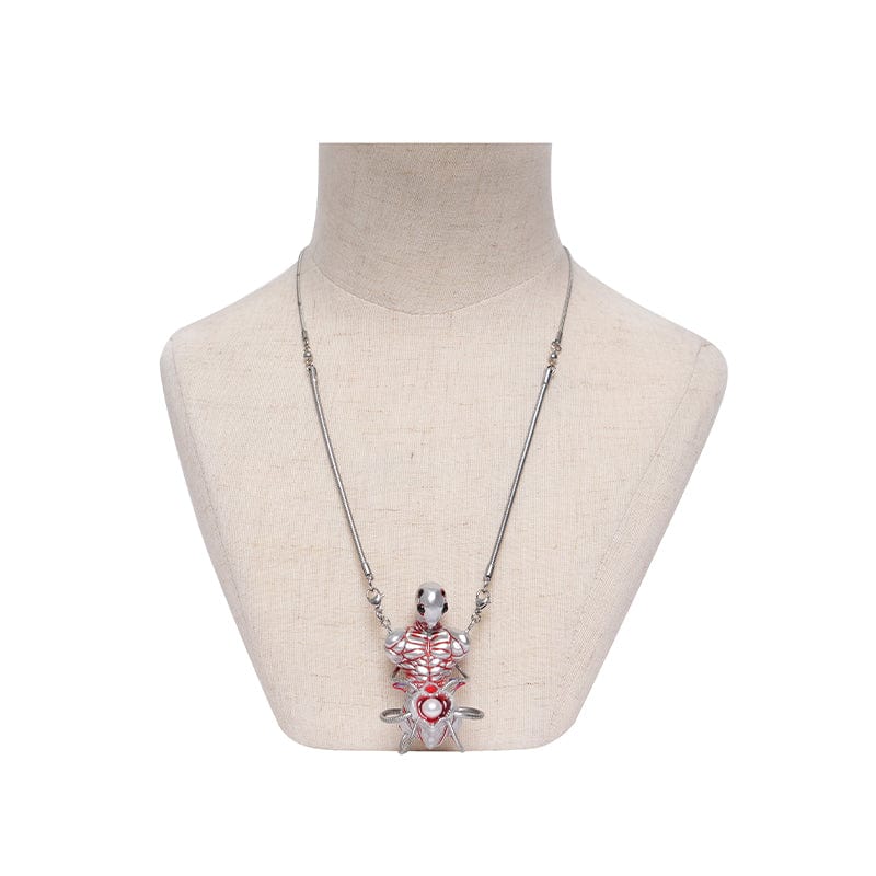 DEVIL FASHION Women's Weirdcore Alien Mechanical Elements Necklace Silver Gray