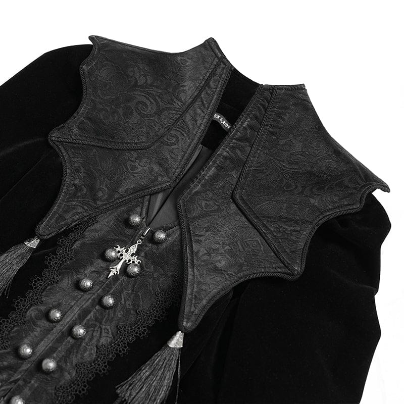 DEVILFASHION Women's Gothic Bat Wing Collar Double-breasted Zip Jacket