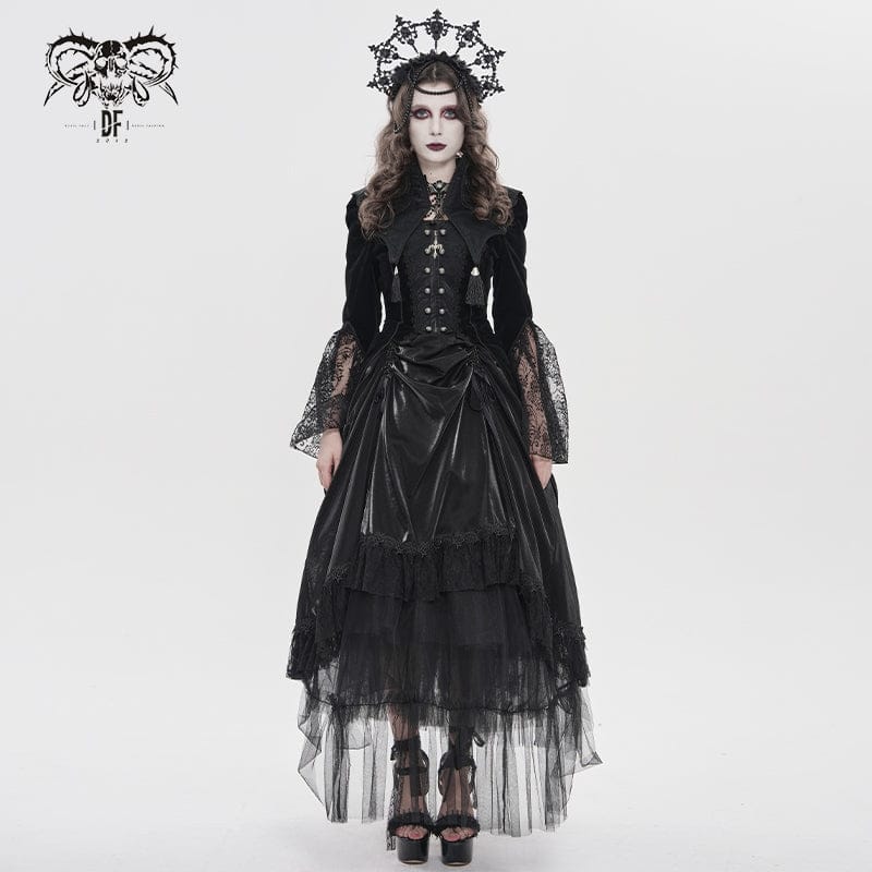 DEVILFASHION Women's Gothic Bat Wing Collar Double-breasted Zip Jacket