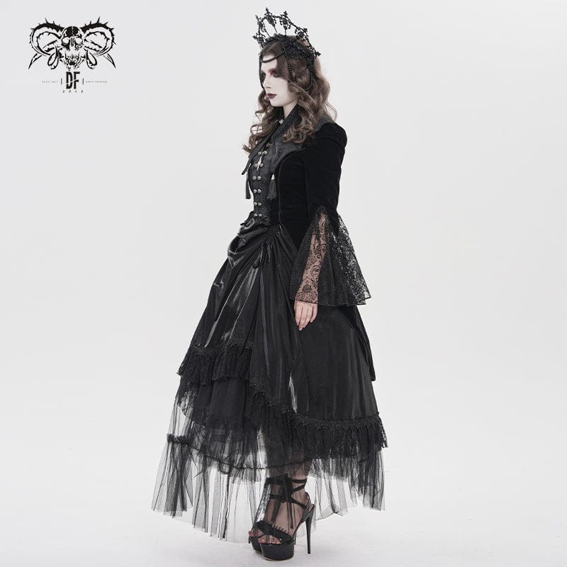 DEVILFASHION Women's Gothic Bat Wing Collar Double-breasted Zip Jacket