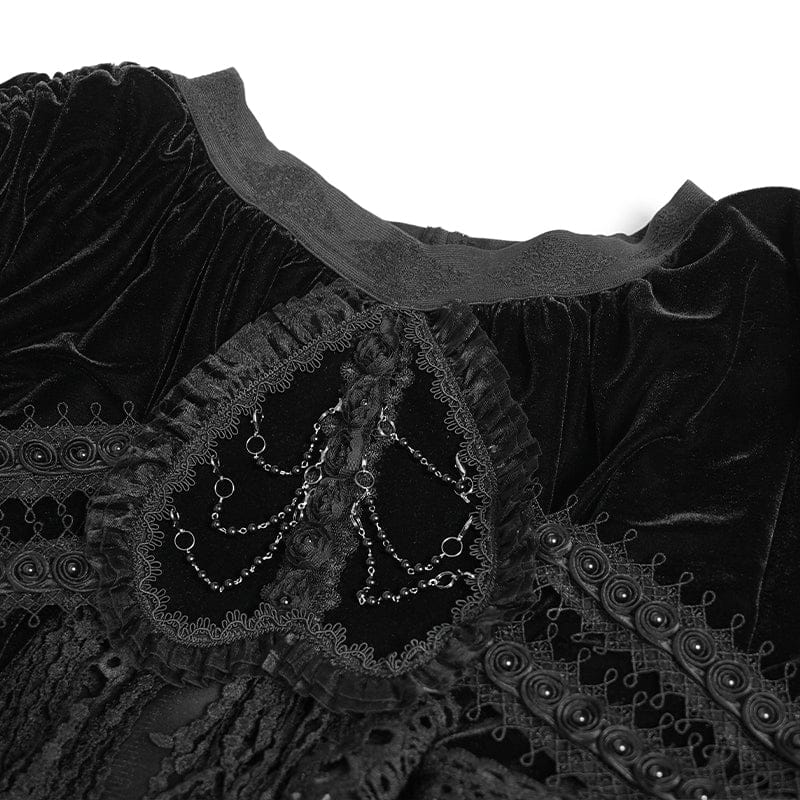 DEVILFASHION Women's Gothic Chained Tassels Layered Short Skirt Black