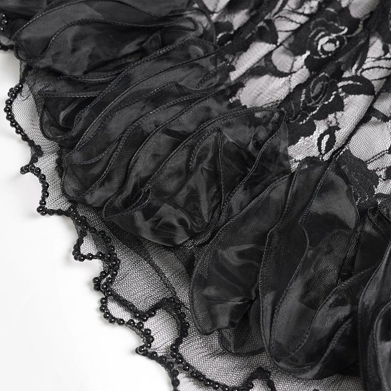 DEVILFASHION Women's Gothic Floral Beaded Slip Dress