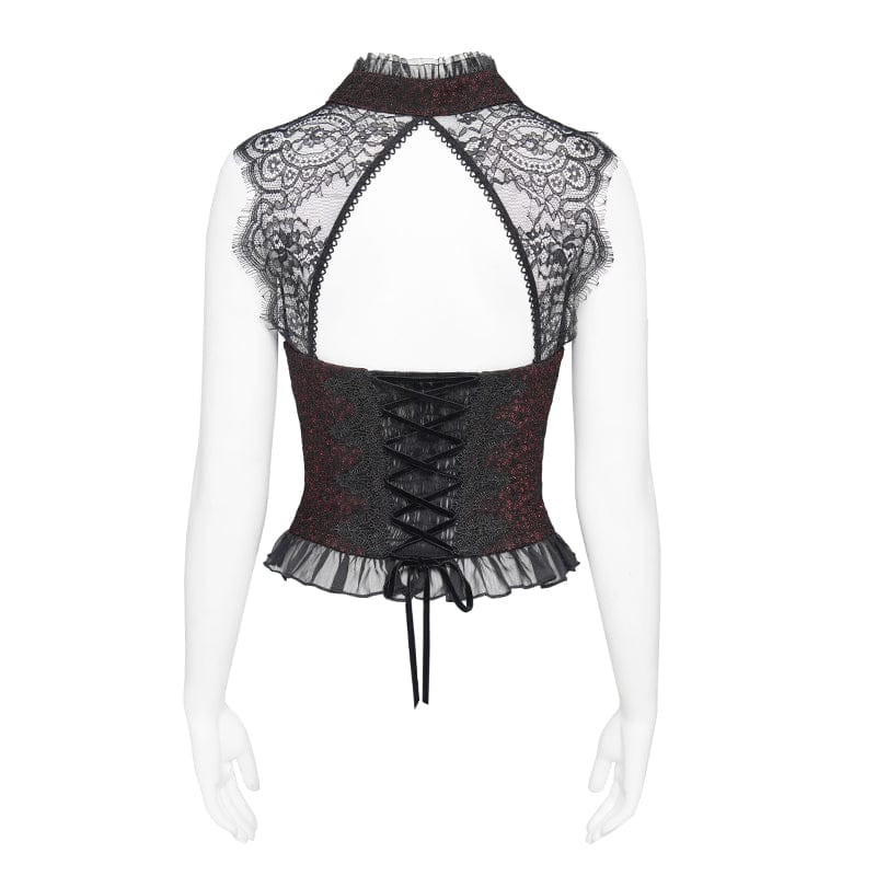 DEVILFASHION Women's Gothic Plunging Cutout Sleeveless Vest