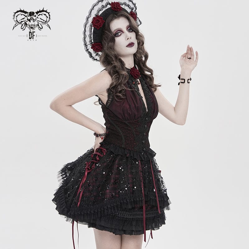 DEVILFASHION Women's Gothic Plunging Cutout Sleeveless Vest