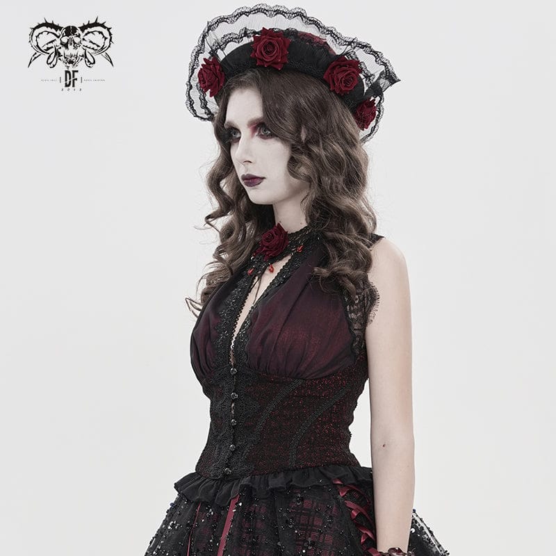 DEVILFASHION Women's Gothic Plunging Cutout Sleeveless Vest