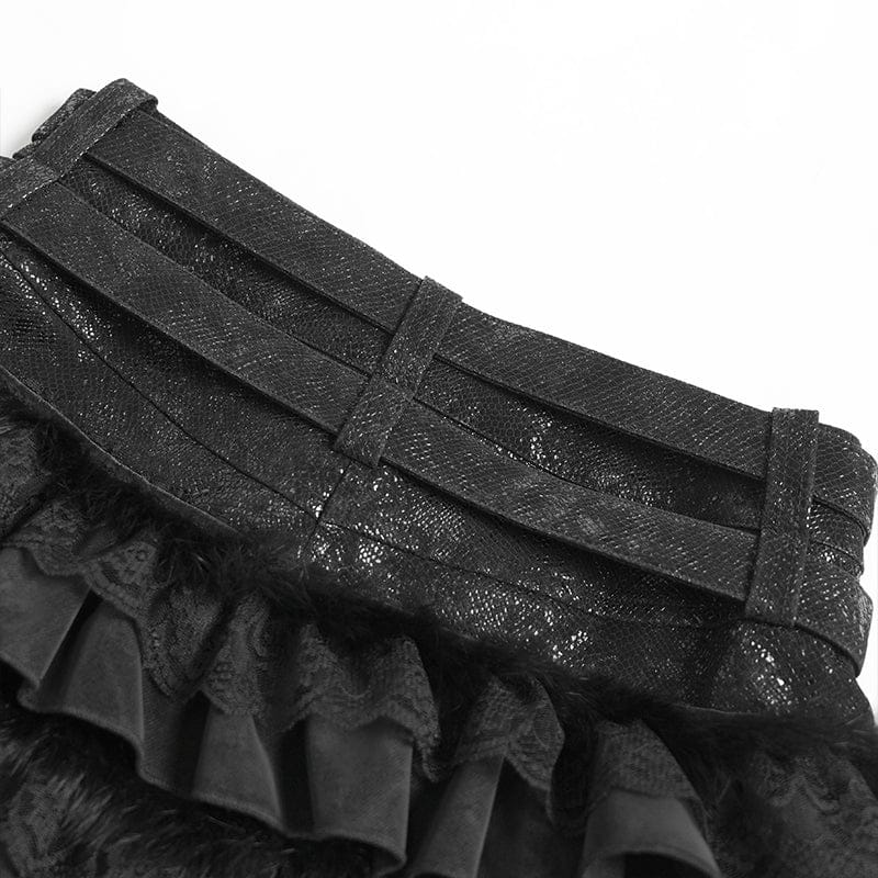 DEVILFASHION Women's Grunge Star Layered Falbala Shorts