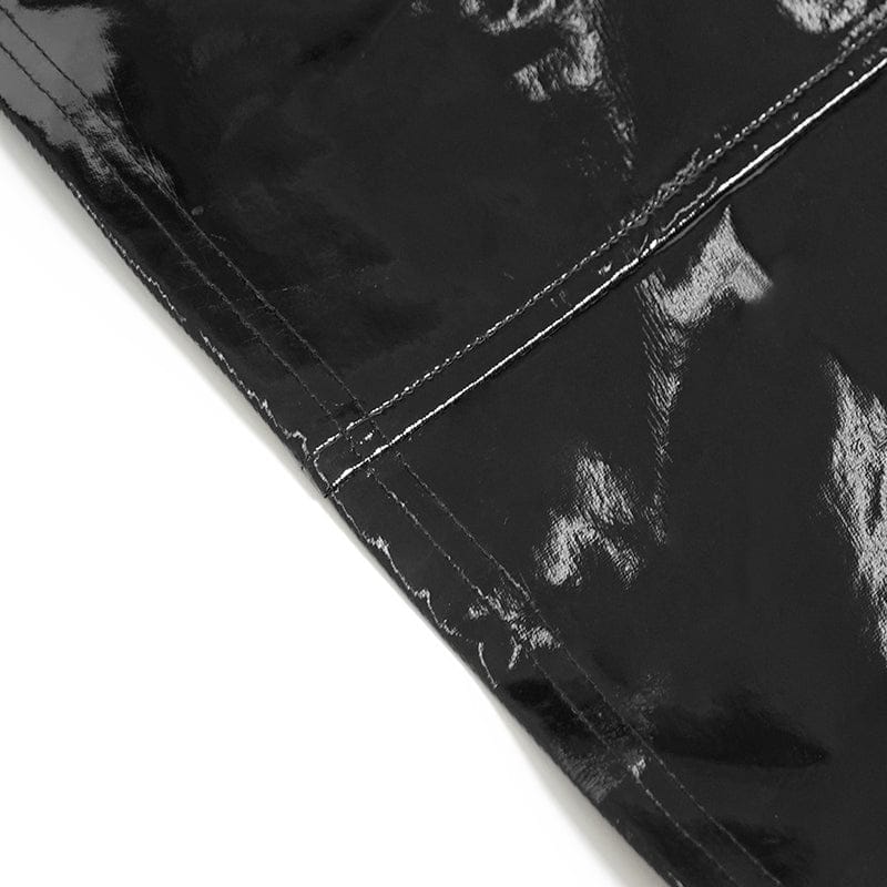 DEVILFASHION Women's Punk Eyelet Straps Zip Long Skirt