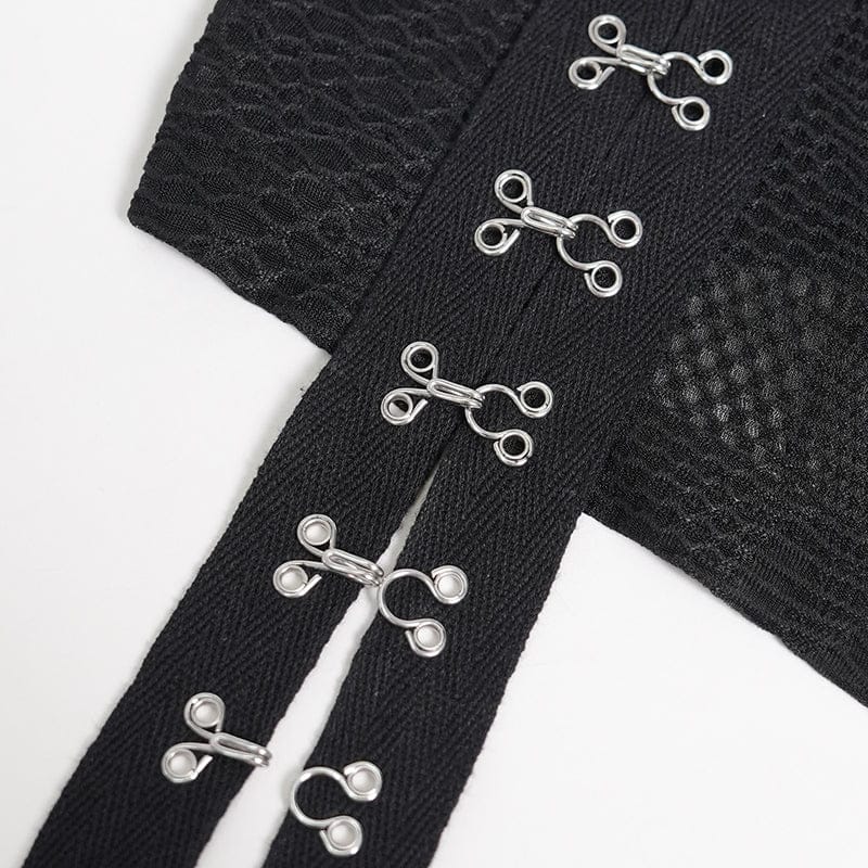 DEVILFASHION Women's Punk Lace-up Strappy Chained Bustier