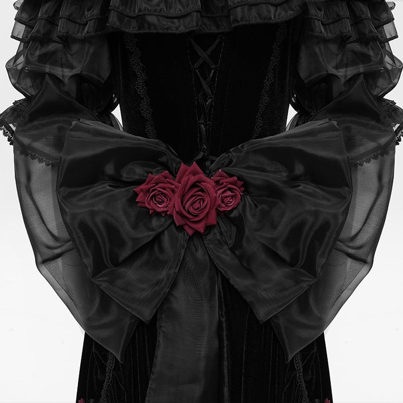 EVA LADY Women's Custom-made Gothic Rose Bowknot Beaded Slip Gown with Hood