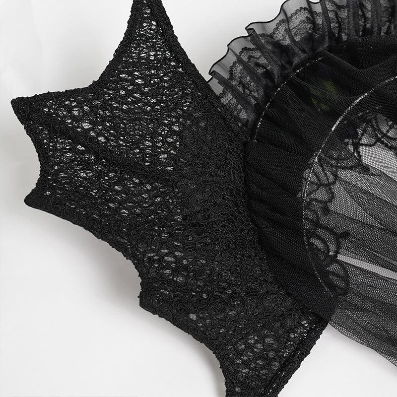 EVA LADY Women's Gothic Bat Wing Rose Mesh Headwear