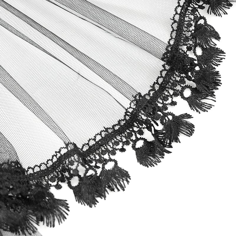 EVA LADY Women's Gothic Beaded Mesh Splice Lace-up Underbust Corset