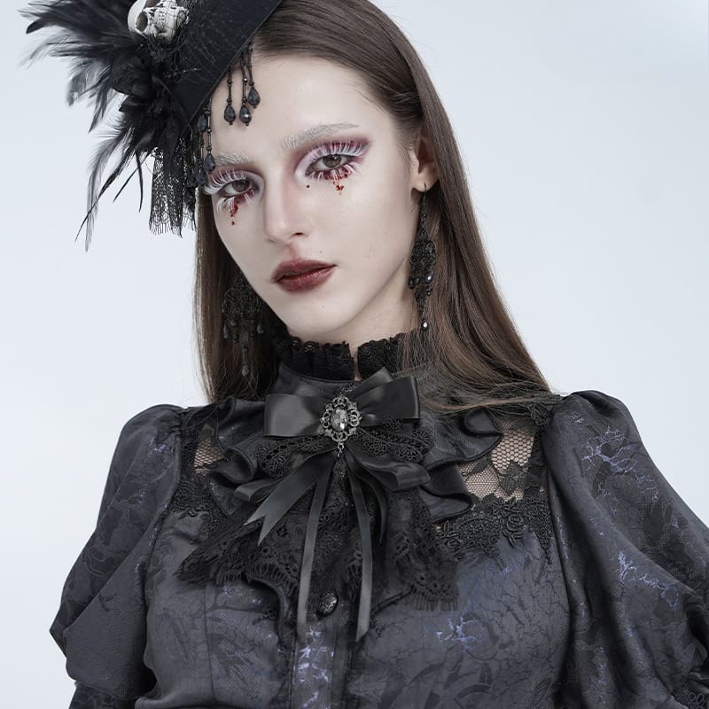 EVA LADY Women's Gothic Bow Floral Lace Ribbon Neckwear