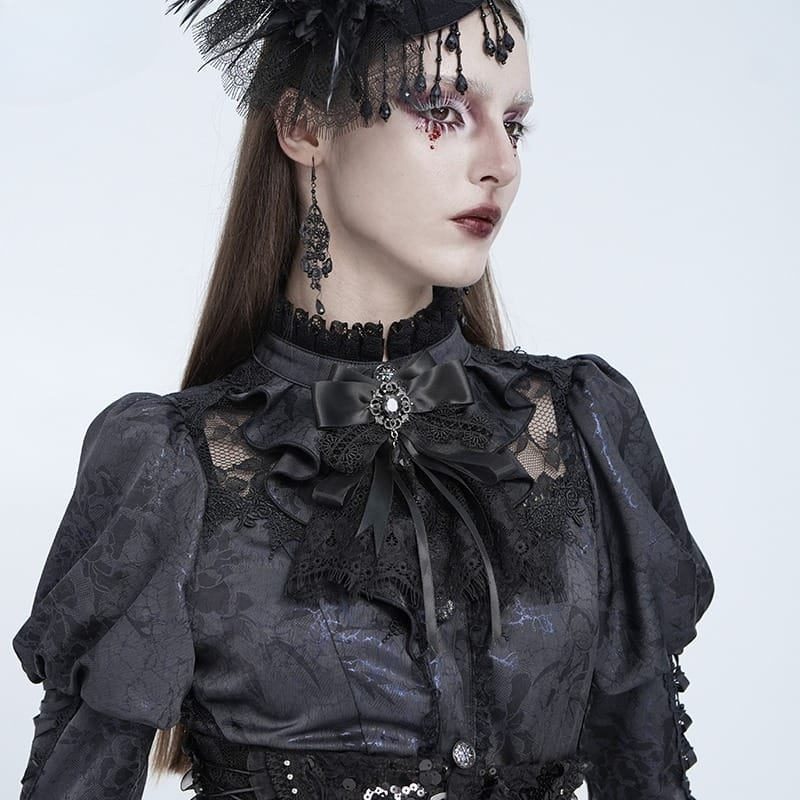 EVA LADY Women's Gothic Bow Floral Lace Ribbon Neckwear