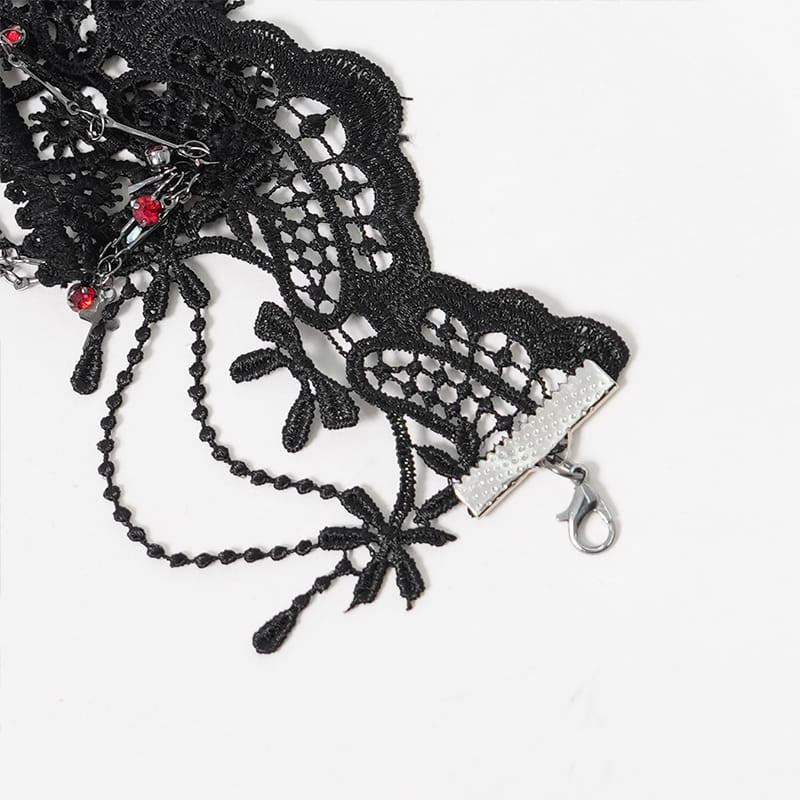 EVA LADY Women's Gothic Cross Chain Beaded Lace Choker
