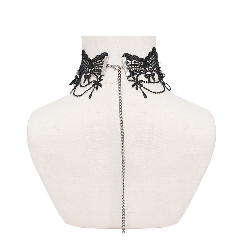 EVA LADY Women's Gothic Cross Chain Beaded Lace Choker