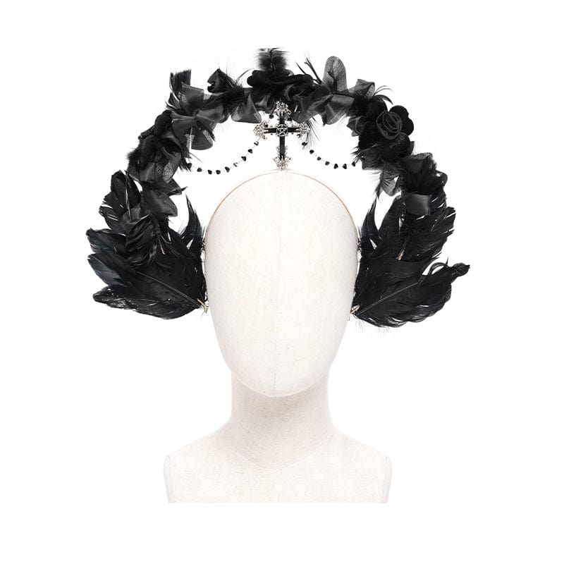 EVA LADY Women's Gothic Cross Feather Headwear