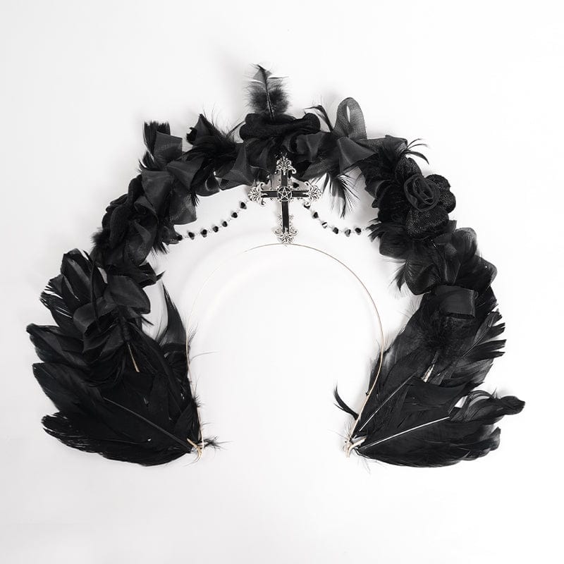 EVA LADY Women's Gothic Cross Feather Headwear