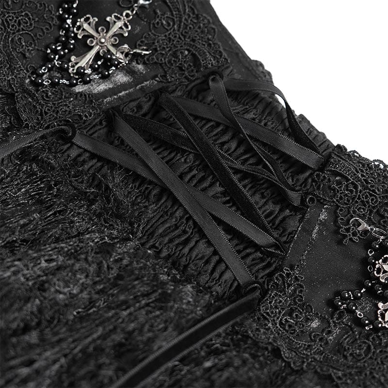 EVA LADY Women's Gothic Cross Rose Beaded Long Skirt