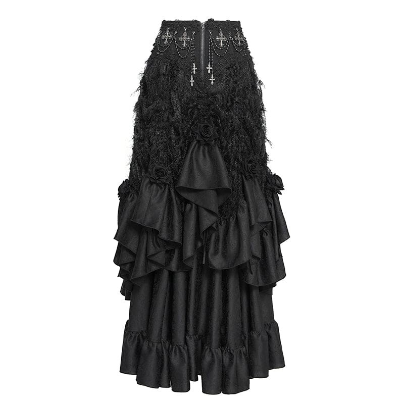 EVA LADY Women's Gothic Cross Rose Beaded Long Skirt