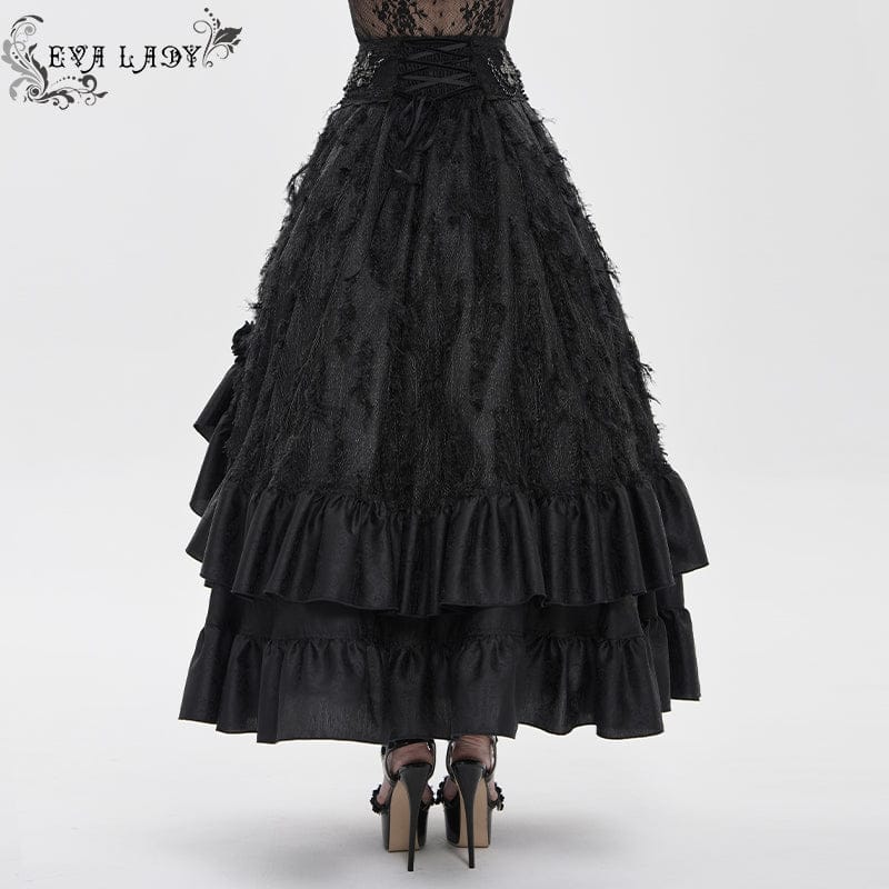 EVA LADY Women's Gothic Cross Rose Beaded Long Skirt