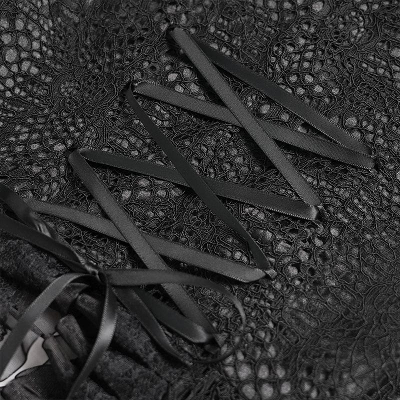 EVA LADY Women's Gothic Cutout Beaded Flared Sleeved Shirt Black