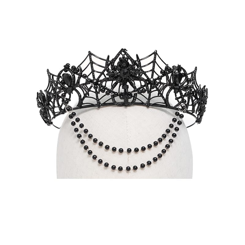 EVA LADY Women's Gothic Cutout Spider Cobweb Beaded Chain Crown