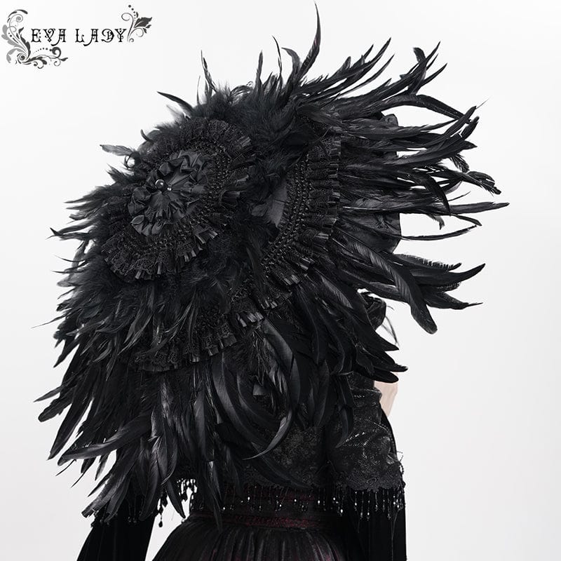 EVA LADY Women's Gothic Feather Ruched Umbrella