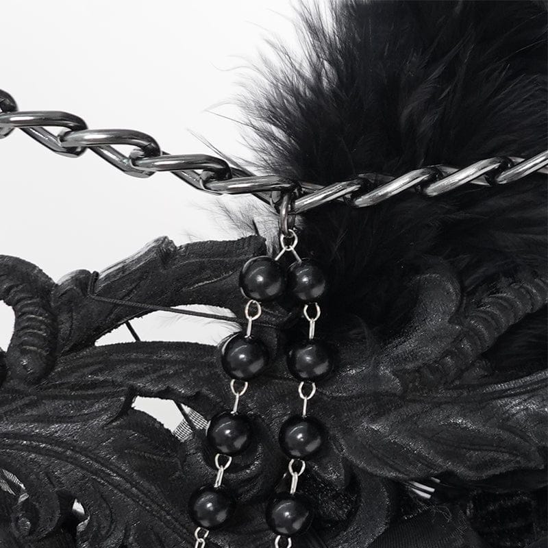 EVA LADY Women's Gothic Feather Wing Chained Truncheon