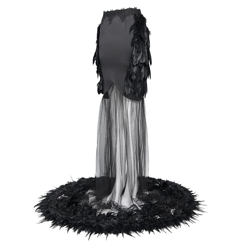 EVA LADY Women's Gothic Feathered Mermaid Skirt