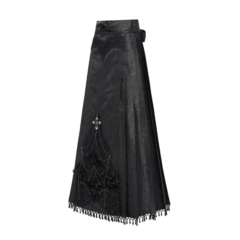 EVA LADY Women's Gothic Floral Cross Chain Horse-face Long Skirt