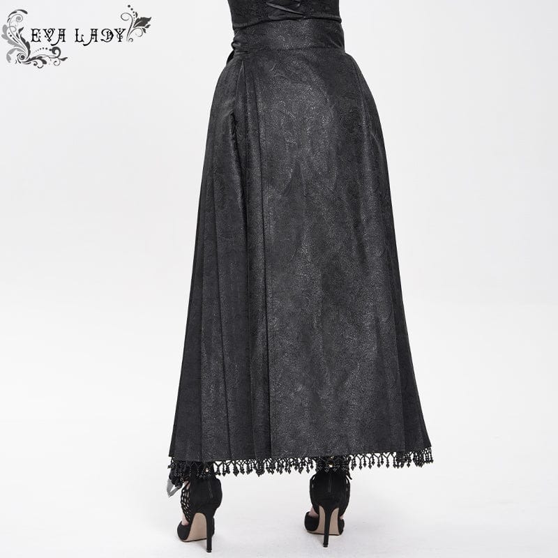 EVA LADY Women's Gothic Floral Cross Chain Horse-face Long Skirt