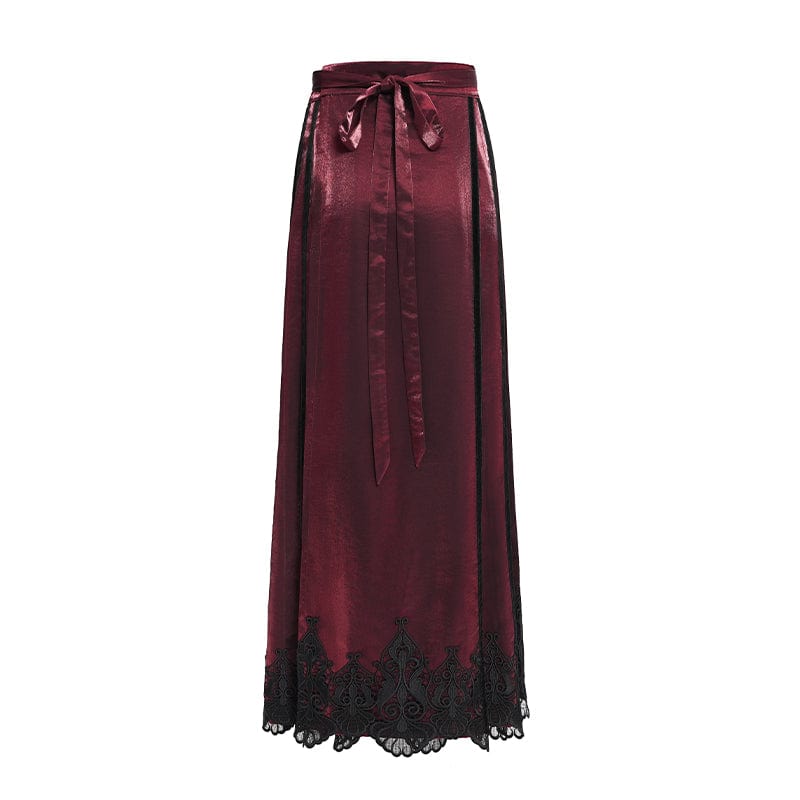 EVA LADY Women's Gothic Floral Embroidered Cross Horse-face Long Skirt