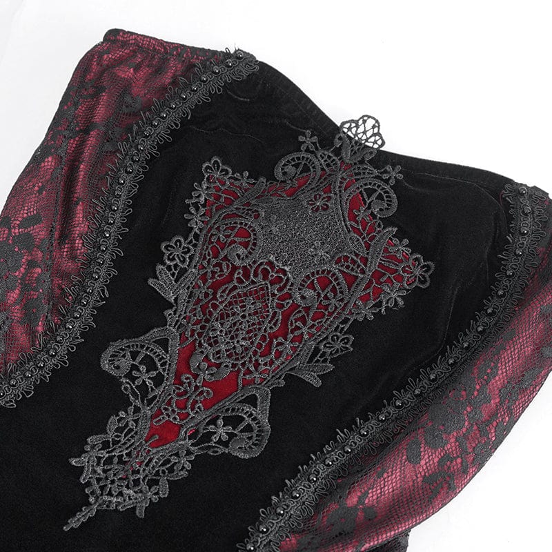 EVA LADY Women's Gothic Floral Embroidered Ruched Fishtail Dress