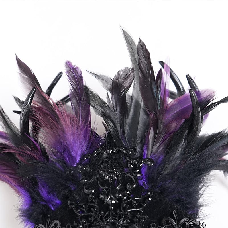 EVA LADY Women's Gothic Floral Feather Beaded Crown