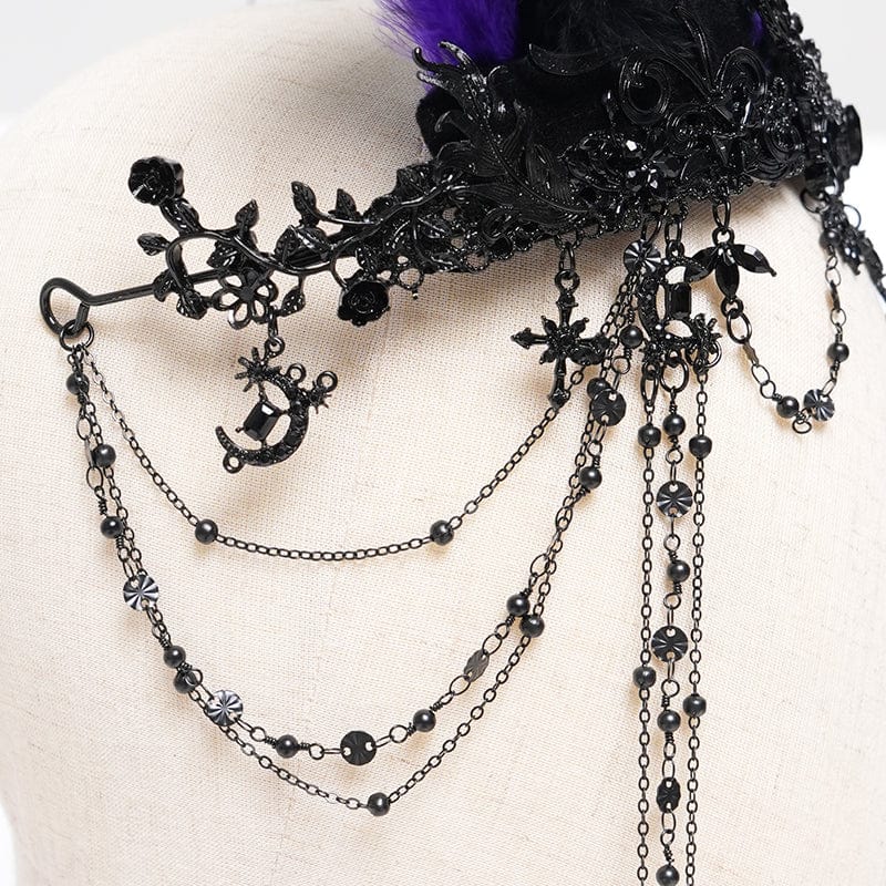 EVA LADY Women's Gothic Floral Feather Beaded Crown