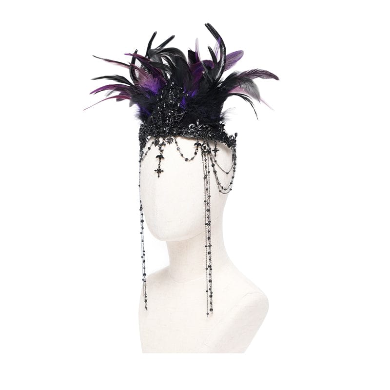 EVA LADY Women's Gothic Floral Feather Beaded Crown