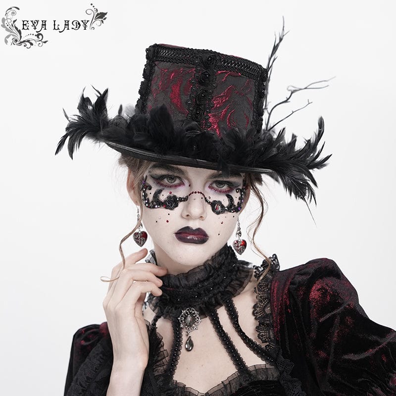 EVA LADY Women's Gothic Floral Feather Hat