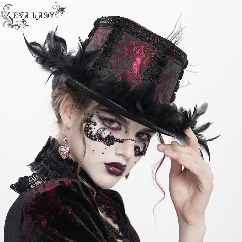 EVA LADY Women's Gothic Floral Feather Hat