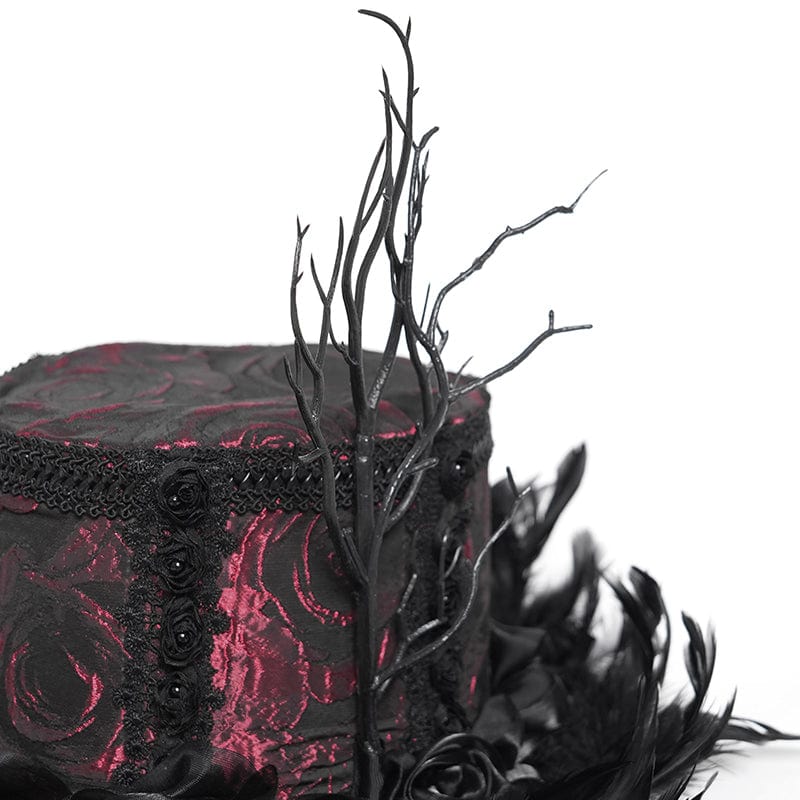 EVA LADY Women's Gothic Floral Feather Hat