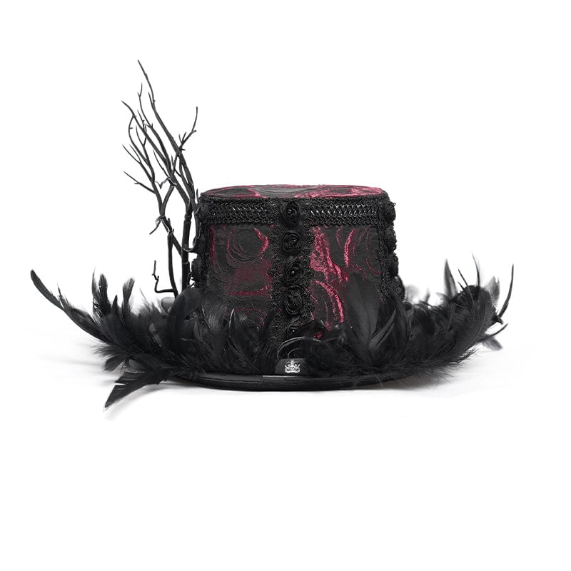 EVA LADY Women's Gothic Floral Feather Hat