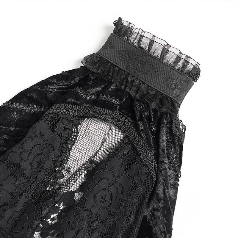 EVA LADY Women's Gothic Floral Lace Ruffled Flare Arm Sleeves