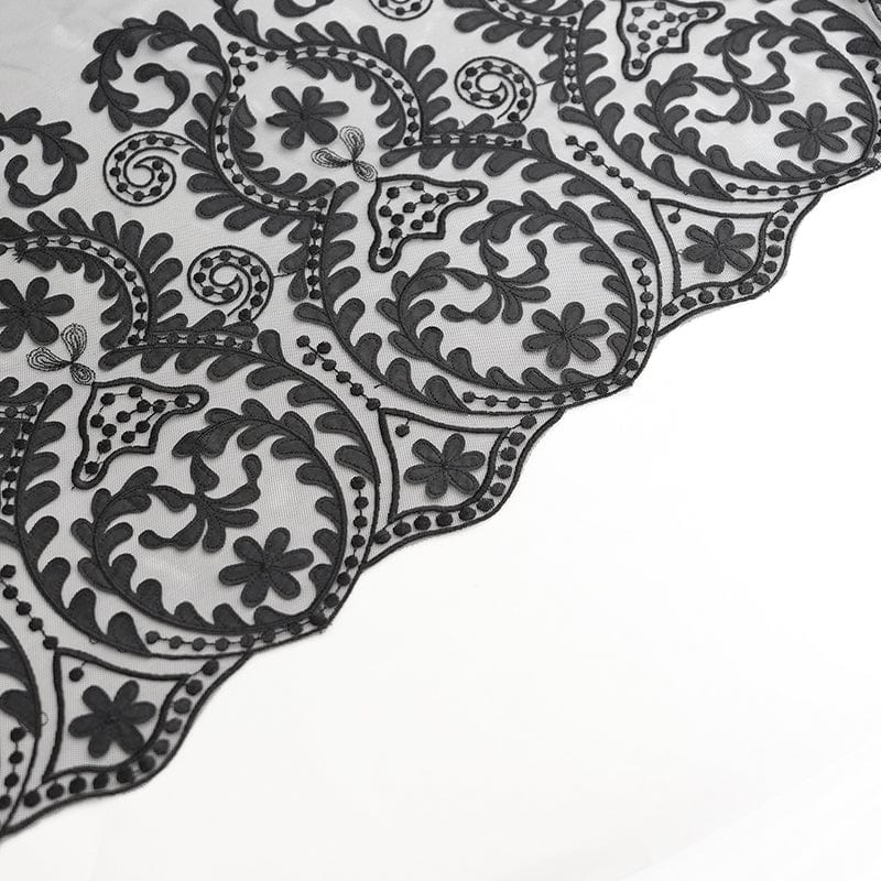 EVA LADY Women's Gothic Floral Mesh Splice Skirt Red