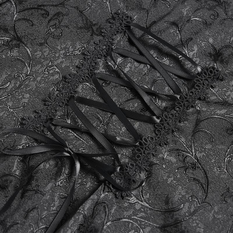 EVA LADY Women's Gothic Jacquard Lace Stand Collar Long Sleeve Shirt