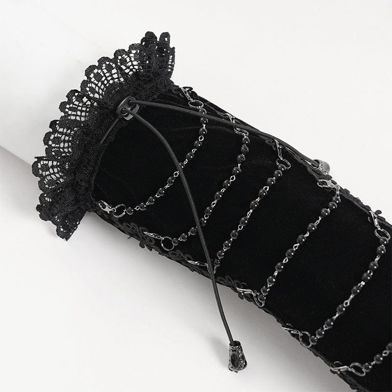 EVA LADY Women's Gothic Lace Beaded Long Gloves