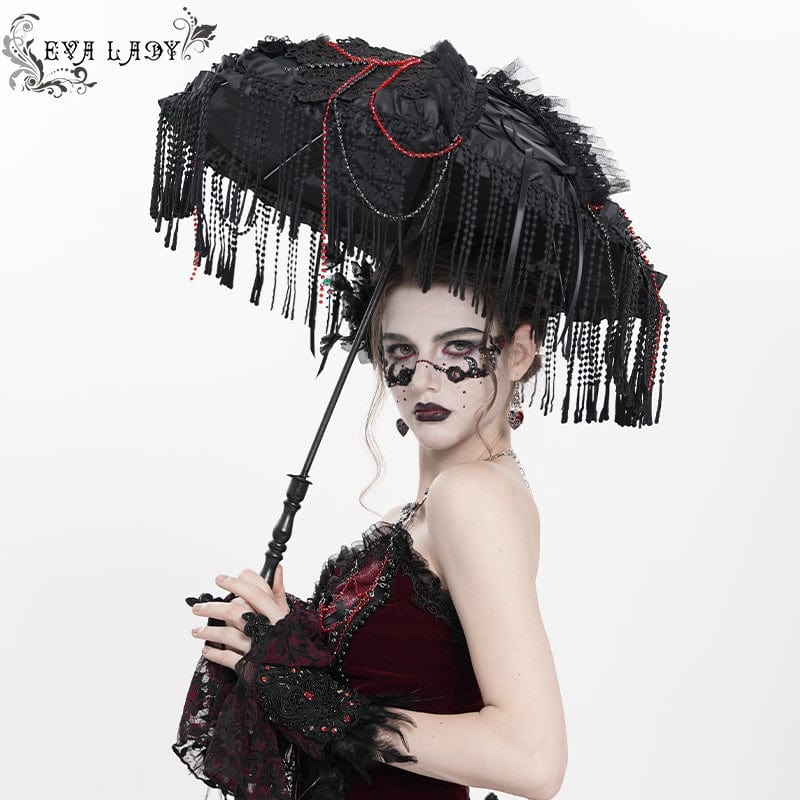 EVA LADY Women's Gothic Lace-up Tassels Umbrella