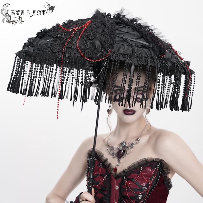 EVA LADY Women's Gothic Lace-up Tassels Umbrella