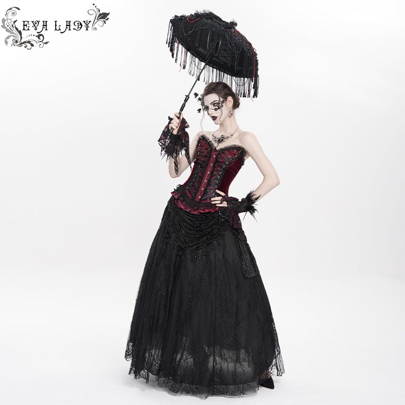 EVA LADY Women's Gothic Lace-up Tassels Umbrella